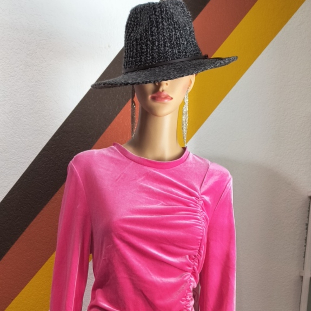 Juicy Couture Long Sleeve Velour Bodycon Pink Dress size XL Regular. NEW .